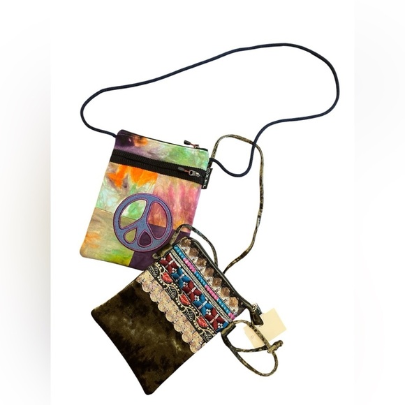 Ixchel Handbags - Bohemian Tie-Dye and Embroidered Velvet Crossbody Bags Bundle NWT